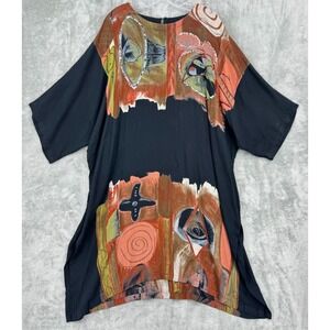 Midnight Velvet Dress Medium Lagenlook Bohemian Relaxed Art To Wear Midi Artsy